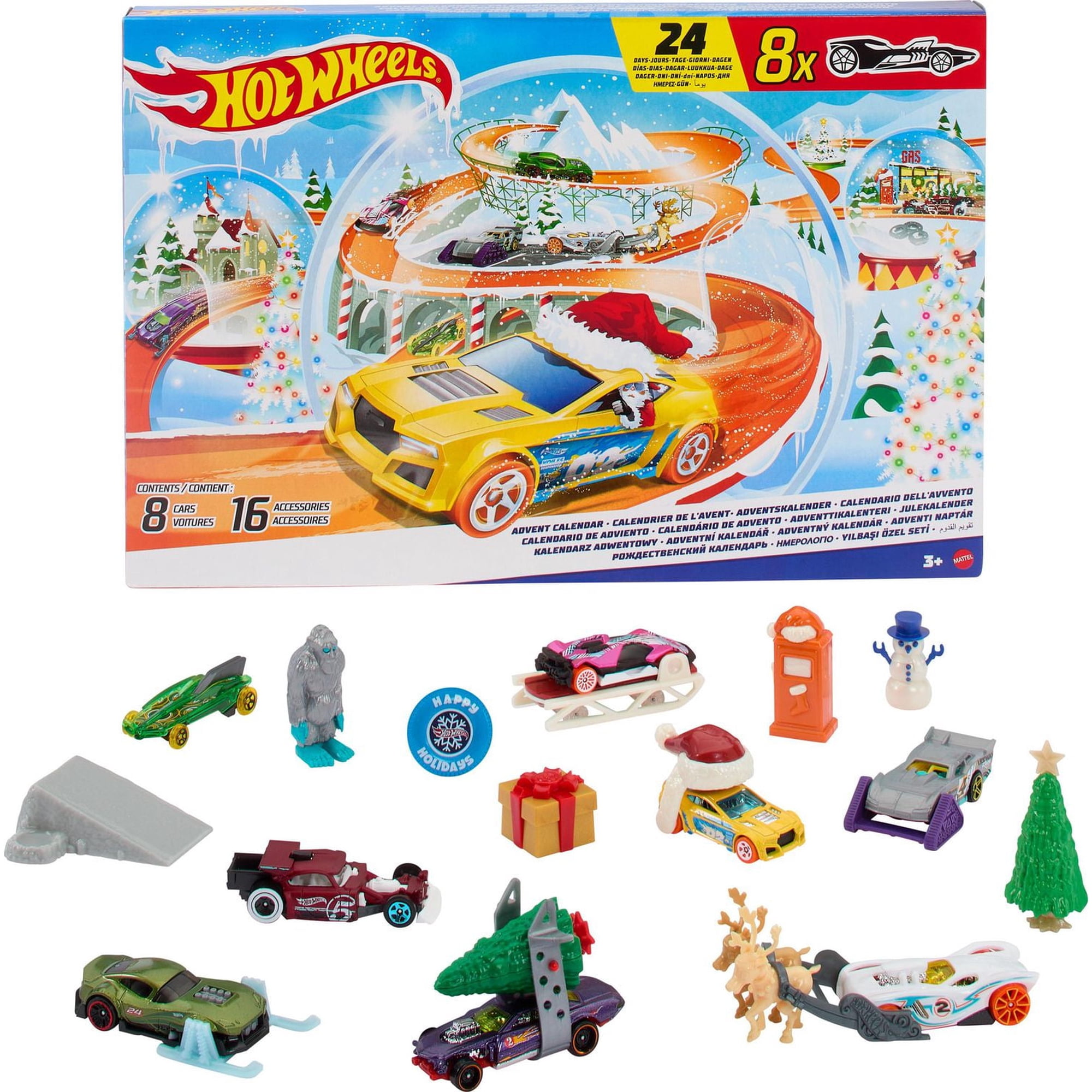 Hot Wheels アドベントカレンダー ミニカー 24日間 Hot Wheels Advent Calendar 2024, 8 Hot Wheels Toy Cars and 16