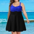 thumbnail image 2 of Maillots de Bain Grande Taille Deux Pièces pour Femmes Maillots de Bain Tankini V Robe de Bain Froncée avec Short, 2 of 8
