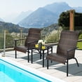 thumbnail image 1 of Gymax Ensemble Bistro en Rotin 3 Pcs Ensemble de Meubles de Patio avec Table Brun Mélangé, 1 of 9