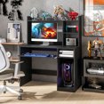 thumbnail image 4 of Patiojoy Computer Desk w/ Charging Station 43.5" Gaming Table Workstation w/ Keyboard Tray CPU Stand & Storage Shelves Black, 4 of 10