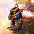 thumbnail image 3 of YAOMOBB Christmas Tree Decoration Creative Cowboy Themed Hat Xmas Tree Pendant Wild West Car Rear View Mirror Hanging, 3 of 7