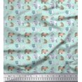 thumbnail image 1 of Soimoi Green Velvet Fabric Bear Animal Print Fabric by Yard 58 Inch Wide, 1 of 3