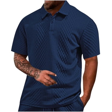 Kaemgyyd Chemises pour Hommes Mode Été Manches Courtes Texturées Tee de Golf Décontracté Col Boutonné Léger pour Grande Taille