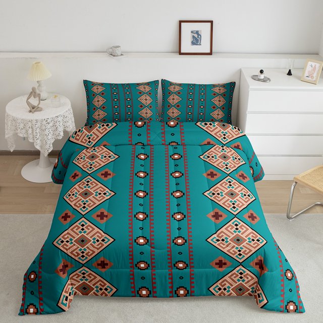 Erosebridal Boho Aztec Comforter Sets Full Size, Mandala Bohomian Comforters & Duvets, Geoemtry Room Decor, Reversible 3pcs