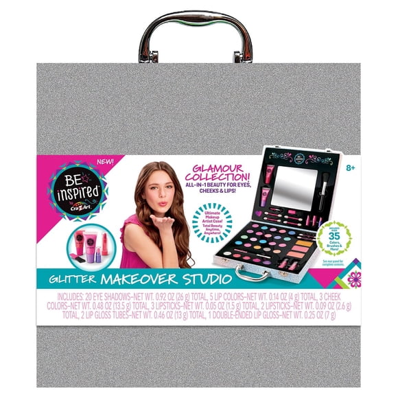 Cra-Z-Art Be Inspired Glitter Makeover Studio Glamour Collection Make Up Case. Fun for Tween/Teens. Ages 8+. Great Gift for any occasion.