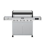 Monument Grills Denali D605 6-Burner Dual Fuel Gas BBQ Grill with Clear View Lid, LED Controls, Bluetooth, Side Burner