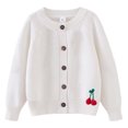 thumbnail image 2 of Zwiiyzr Girls Sweaters Kids Open Front Button Down Long Sleeve Knit Cardigans Sweater Cardigan Jacket 2-8Y White, 2 of 3