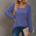 thumbnail image 4 of Plebaso Womens Square Neck Tunic Tops Pleated Long Sleeve Casual Shirts Solid Color Comfortable Blouses, 4 of 6