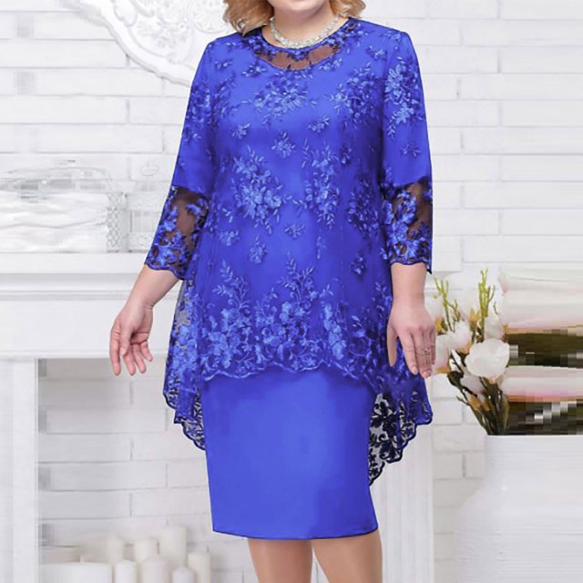 LSLJS Robe de Soirée pour Femme Grande Taille en Dentelle Brodée, Ensemble Deux Pièces, Robe Ajustée au Tempérament, Robes de Cocktail pour Femme pour Soirée