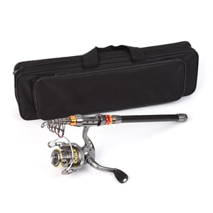 Kit Lixada Telescopic Fishing Rod and Reel Combo Full Kit Carbon Fiber Fishing Rod Pole + Spinning Fishing Reel + Fishing Tackle Carrier Bag Case Fishing Gear Set