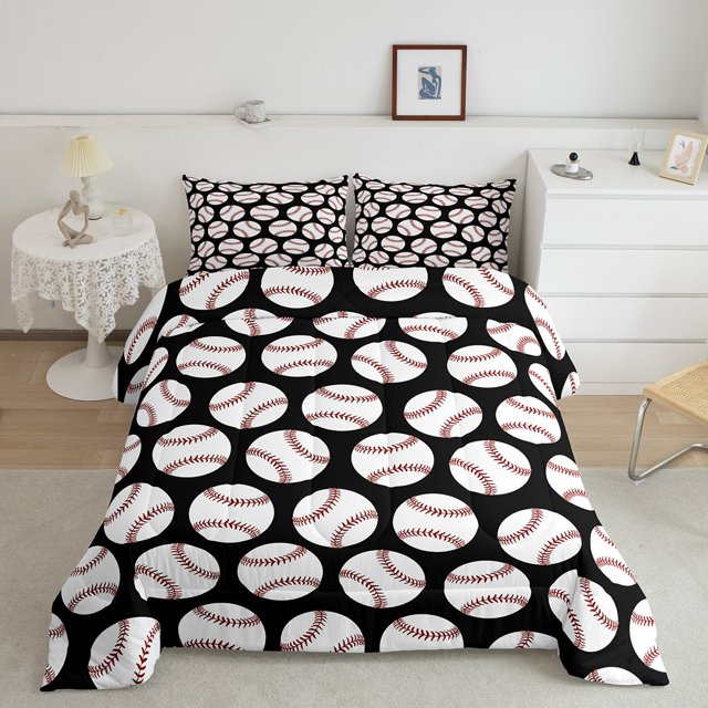 Erosebridal Ensemble de Literie Sports de Balle Couette Simple pour Enfants, Couette en Duvet Baseball, Décor Thème Sports, Réversible