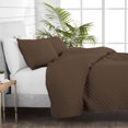 thumbnail image 4 of Bare Home Quilt Set - 3 Piece - Diamond Stitched Bedspread Coverlet - Full/Queen, Cocoa, 4 of 4