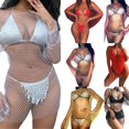 thumbnail image 5 of Women‘s See Through Pearl Rhinestone Cover Up Dress Summer Sheer Mesh Bikini Cover Up Beach Bathing Suit Coverups, 5 of 5