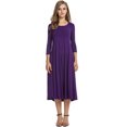 thumbnail image 2 of U.Vomade Nouvelle Robe Midi Plissée Décontractée pour Femme à Manches Longues, Couleur Unie Simple, Élégante, Col Rond, Robe pour Femme, Robe Grande Taille, 2 of 3