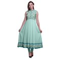 thumbnail image 1 of Bimba Robe Anarkali Damassé Menthe Pastel Col Mandarin Sans Manches Kurtis pour Femmes Robe Maxi à Imprimé XXX-Large, 1 of 6