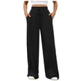 thumbnail image 2 of Ailaofu Womens Ribbed Wide Leg Lounge Pants with Pockets Casual Relaxed Comfy Loose Soft Knit Pajama Pants with Drawstring, 2 of 6