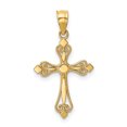 thumbnail image 1 of 14k Yellow Gold Small Budded Cross Necklace Charm Pendant Religious, 1 of 6