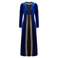 thumbnail image 3 of YONGHS Robe Princesse Médiévale Renaissance pour Filles Enfants Robe Romaine Ancienne Toga Manches Longues Velours Rétro Bleu Royal 14, 3 of 7