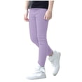 thumbnail image 1 of GDREDA Girls' Basic Solid Full Length Cotton Soft Leggings (Purple,7-8 Years), 1 of 4