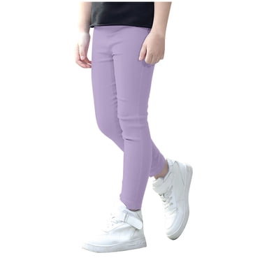 LYHaoo Kids Girls Stretch Pencil Skinny Pants Elastic Waist Trouser Bottoms Pants for Girls Sizes 9-10 Years Purple