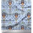 thumbnail image 1 of Soimoi Poly Georgette Fabric Floral & Ogee Damask Print Fabric by The Yard 52 Inch Wide, 1 of 1