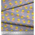 thumbnail image 3 of Soimoi Poly Georgette Fabric Cup,Plate & Chick Cartoon Print Fabric by the Yard 52 Inch Wide, 3 of 3