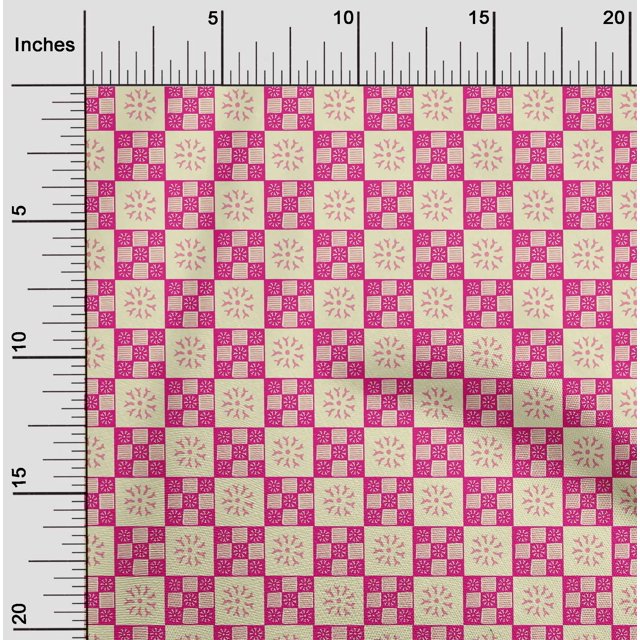 oneOone Polyester Lycra Fabric Geometric & Floral Block Print Fabric BTY 56 Inch Wide