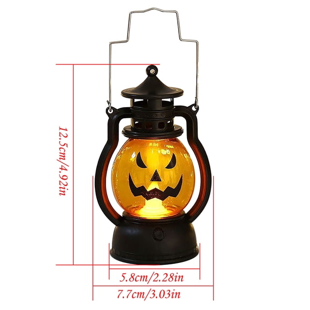 Lampe à Huile d'Halloween Lanterne Citrouille Portable Décoration Crâne pour Fête de Bar