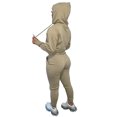 thumbnail image 4 of MAWCLOS Ladies Two Piece Outfit Drawstring Tracksuit Sets Long Sleeve Jogger Set Straight Leg Sports Hooded Neck Sweatsuits Khaki XL, 4 of 4