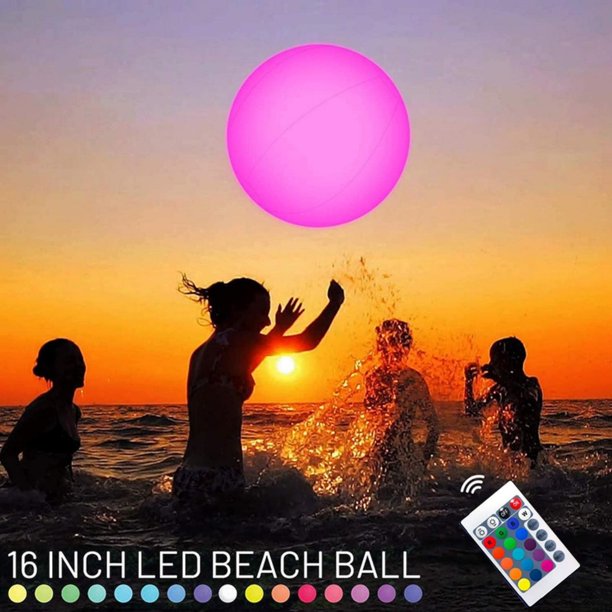 Ballon De Piscine Gonflable LED Avec Télécommande - 30 Cm - 16 Couleurs Et 4 Modes - Étanche - Pour Soirées, Plage, Jardin, Camping - Enfants Et Adultes