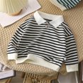 thumbnail image 2 of ManxiVoo Ensemble Polo à Manches Longues pour Tout-Petit, Haut à Col Rond en Coton Rayé, Tenue Décontractée Confortable pour Garçons Filles, Taille 90, Noir, 2 of 4