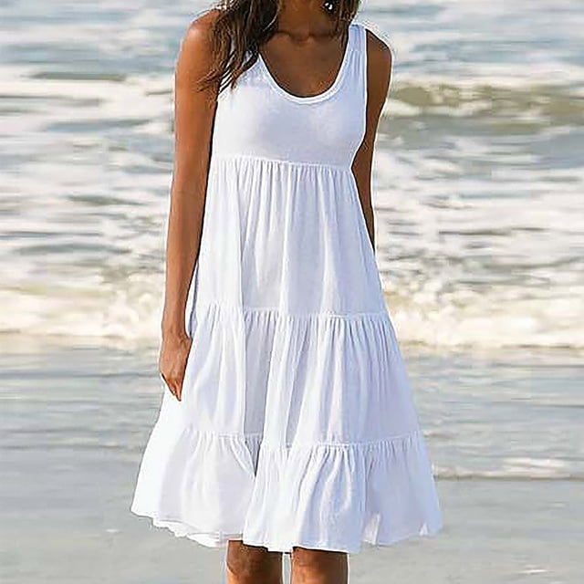 TIMIFIS Robe T-Shirt Évasée Décontractée d'Été pour Femme, Sortie de Plage, Robe Ample - Été