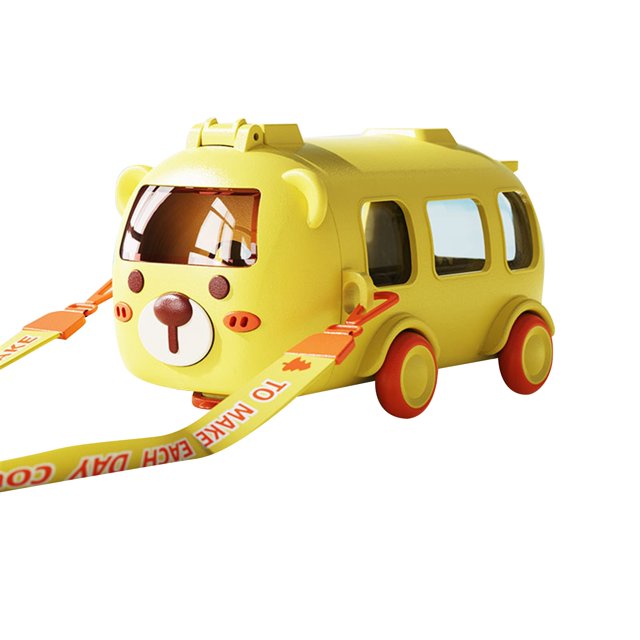 HAOMONZEN Water Bottle with Cute Cartoon Bus Design Removable Fun Toy Water Bottle with Adjustable Shoulder Strap Is Easy To Carry Suitable for Camping Trips for Hot Drinks/Cold Cups Sale