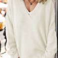 thumbnail image 2 of Timegard Womens Sweaters V Neck Long Sleeve Pullover Solid Color Oversized Tops Loose Comfy Blouses, 2 of 6