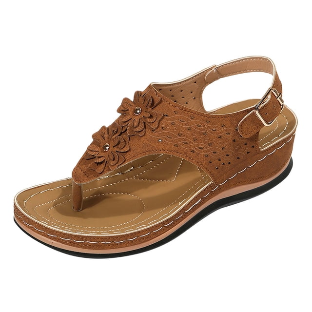 Kcodviy Ergonomic Design Wedge Toe Big Buckle Sandals Women Post Sandals Mitigate Foot Pool Sandals Women Fatigue Comfortable and Functional Yoga Sandals Women Shoes