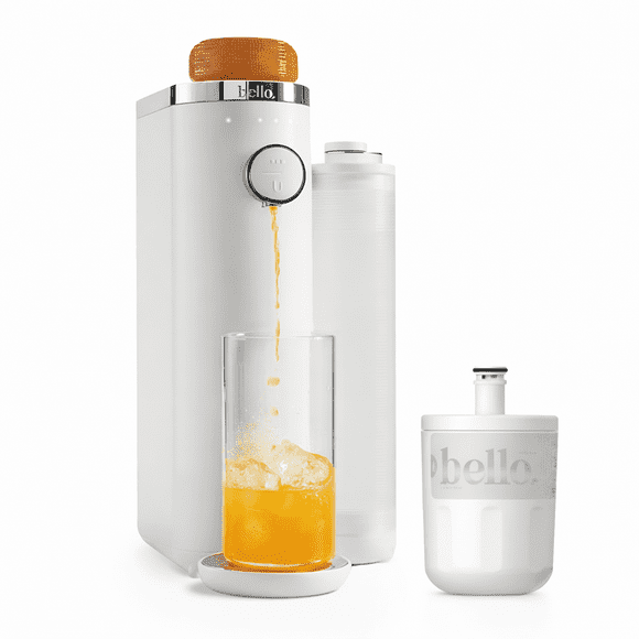 Bello Water Purifier - Water Filter Removes Chlorine, Lead, PFAS For Clean & Safe Hydration- Water Filtration System Delivers Fresh, Flavored Water with Natural Ingredients & Zero Sugar - Starter Pack