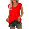 thumbnail image 1 of Timegard Débardeurs pour Femmes Col Rond Manches Courtes Confortables Été Décontracté Amples Chemises Hauts Blouse T-Shirt Basique, 1 of 6