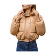 thumbnail image 3 of FOCUSNORM Women Juniors Long Sleeve Stand Collar Solid Color Cropped Puffer Jackets, 3 of 7