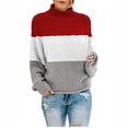 thumbnail image 2 of Frostluinai Women's Color Block Chunky Sweaters Turtleneck Long Sleeve Oversized Pullover Drop Shoulder Loose Fit Sweaters Comzy Sweaters, 2 of 6