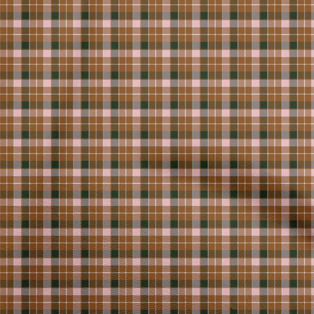 oneOone Cotton Jersey Brown Fabric Check Dress Material Fabric Print Fabric By The Yard 58 Inch Wide