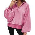 thumbnail image 2 of Chandails à Capuchon de Mode pour Femmes 2023 Mode Manches Longues Col Rabattu Couleur Unie Hauts Amples Blouses Chandails en Molleton 50 % de Rabais Liquidation Costumes Halloween/noël, 2 of 7