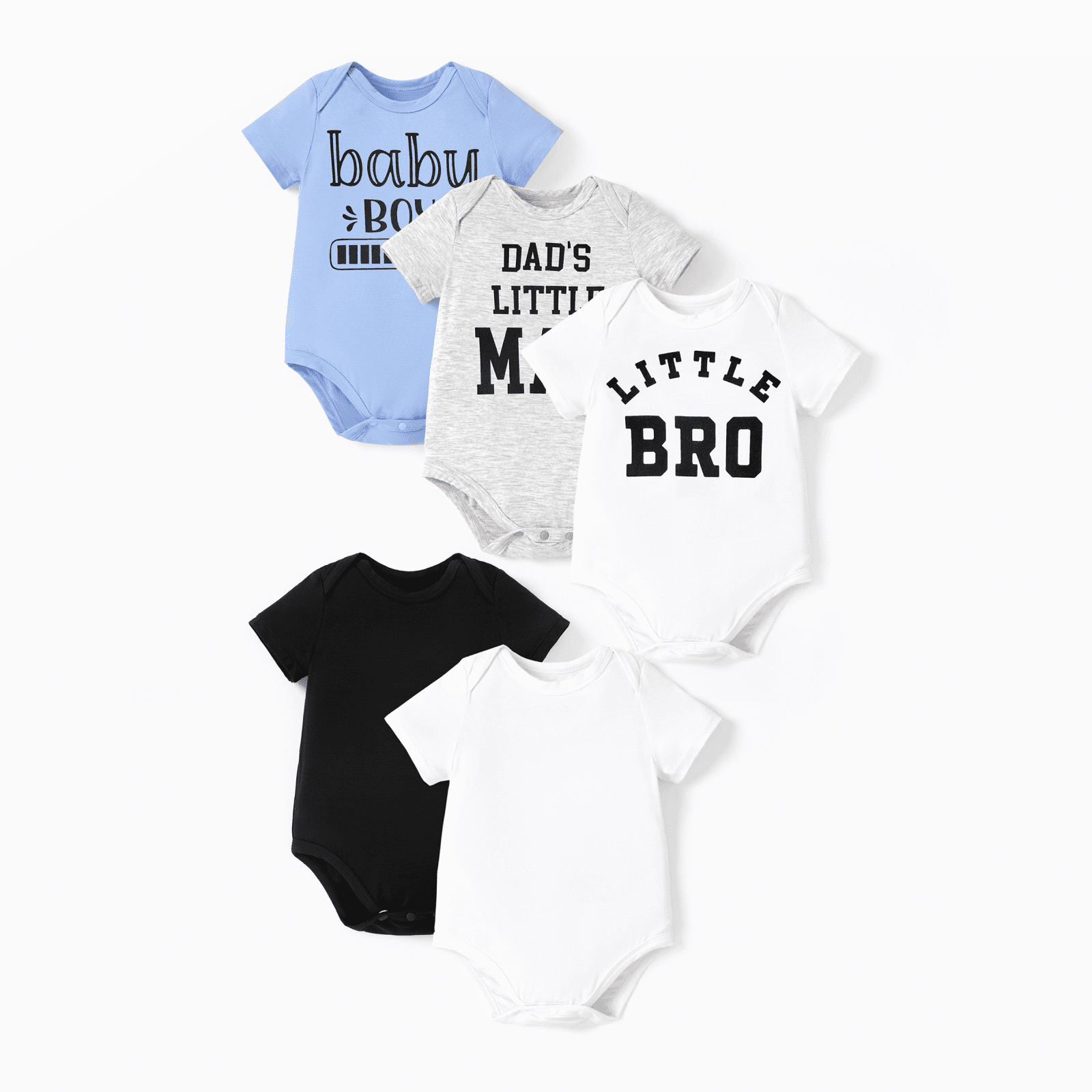 PatPat Bambou Lot de 5 Barboteuse Décontractée pour Bébé Garçon/fille