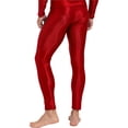 thumbnail image 4 of YUUMIN Men's Shiny Compression Pants Oil Glossy Stretchy Workout Sports Base Layer Trousers Burgundy L, 4 of 6
