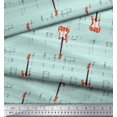 thumbnail image 3 of Soimoi Green polyester Crepe Fabric Notes & Guitar Musical Instrument Print Fabric by Yard 52 Inch Wide, 3 of 5