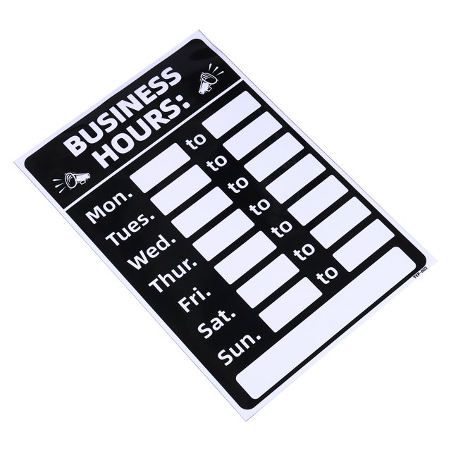 Unique Bargains Business Hour Sign PVC Self Adhesive Operation Hour Sticker Black
