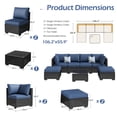 thumbnail image 2 of YODOLLA 7-Piece Patio Furniture Set, Black Rattan Wicker Outdoor Sectional Sofa Couch with Table Patio Conversation Set for Lawn& Backyard In Dark Blue, 2 of 8