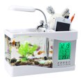 thumbnail image 2 of Mini USB LCD Desktop Lamp Fish Tank Aquarium, Multifunctional Ecological Lamp Desktop Fish Tank with LED Clock LED Light Pen Holder for Office, Home for Office Bedroom, 2 of 7