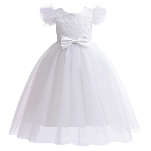 TJAZFJPA Tutu Dress for Girls Party Dress Girls Long Dress Feather Sleeves Children Dress Sequin Princess Clothes Black Toddler Dress