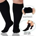 thumbnail image 5 of 3 Pack Plus Size Compression Socks for Women & Men, 15-20mmHg Extra Wide Calf Knee High Stockings for Circulation Support, 5 of 5