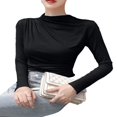 thumbnail image 4 of T-Shirts Asymétriques à Manches Longues de Couleur Unie pour Femmes, 4 of 9